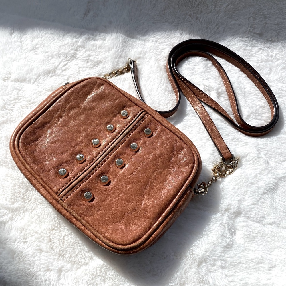 Michael Kors Small Caramel Studded Crossbody Bag